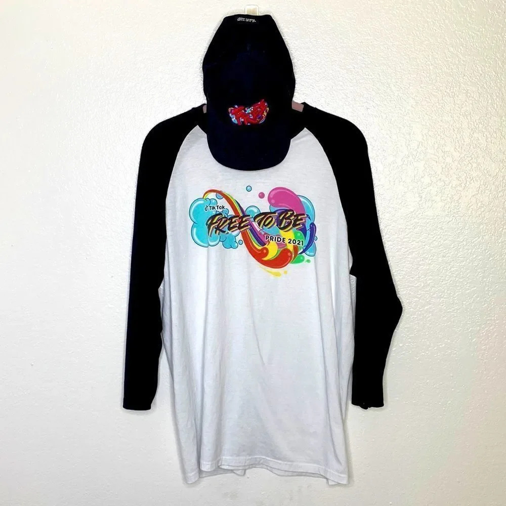 Bundle Tik ToK Pride 2021 “Free To Be” long sleeve shirt &  baseball hat